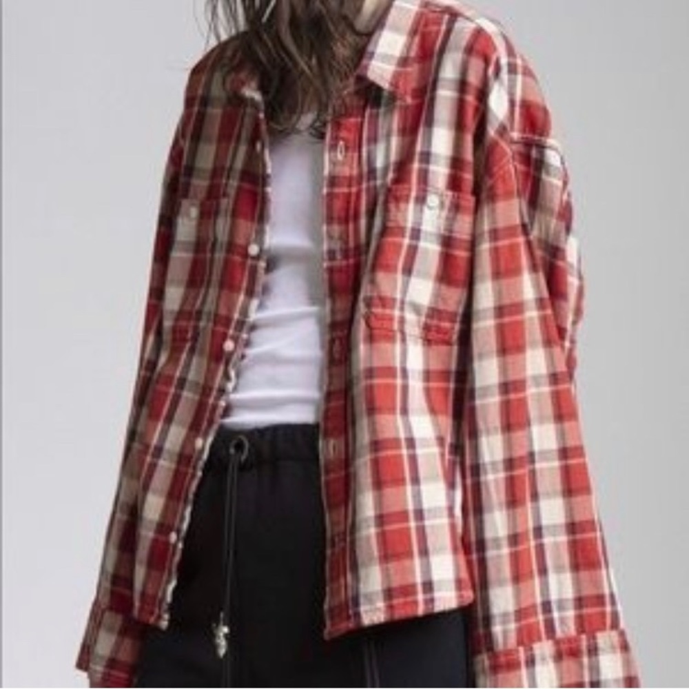 R13 Zipper Back Plaid Japanese Fabric Shirt. Small